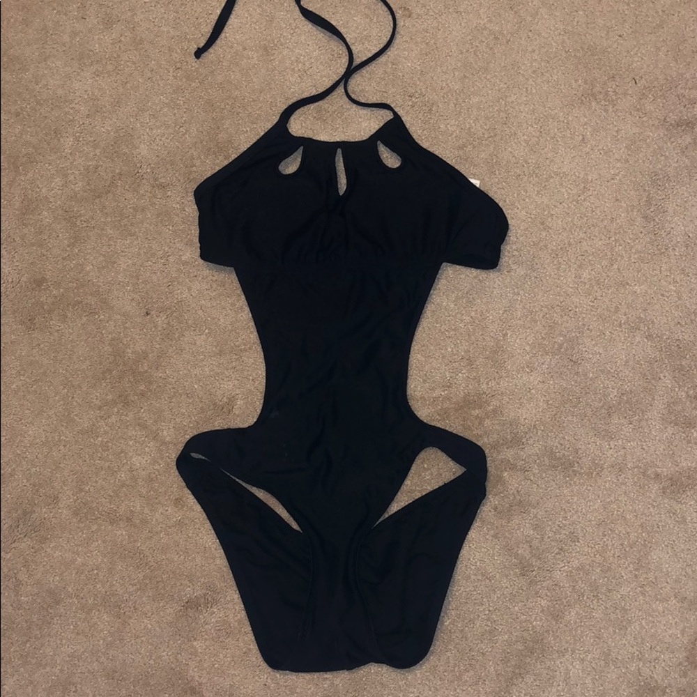 Black one piece bathing suit